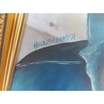 Средна картина масло на платно Испания ,страхотна рамка - 3620